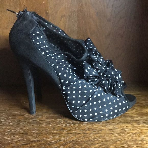 Polka Dot Open Toe Booties - Picture 3 of 6